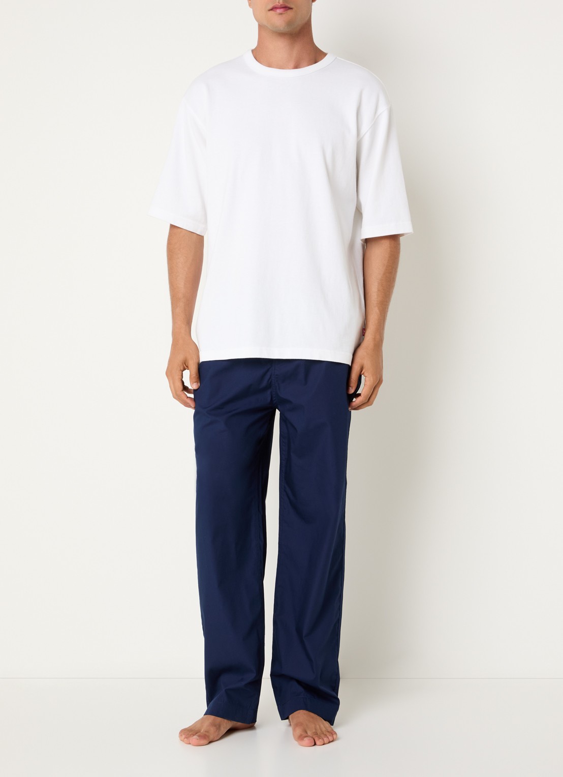 Ralph Lauren Pyjamabroek met streepprint - voorkant 2 donkerblauw