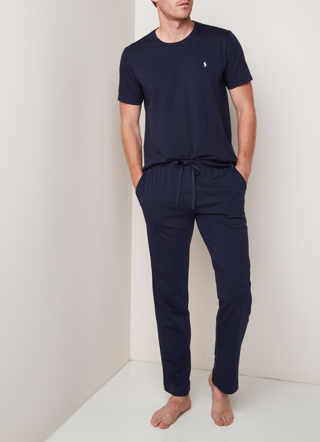 Ralph Lauren Pyjamabroek van katoen met drawstring - voorkant 3 donkerblauw