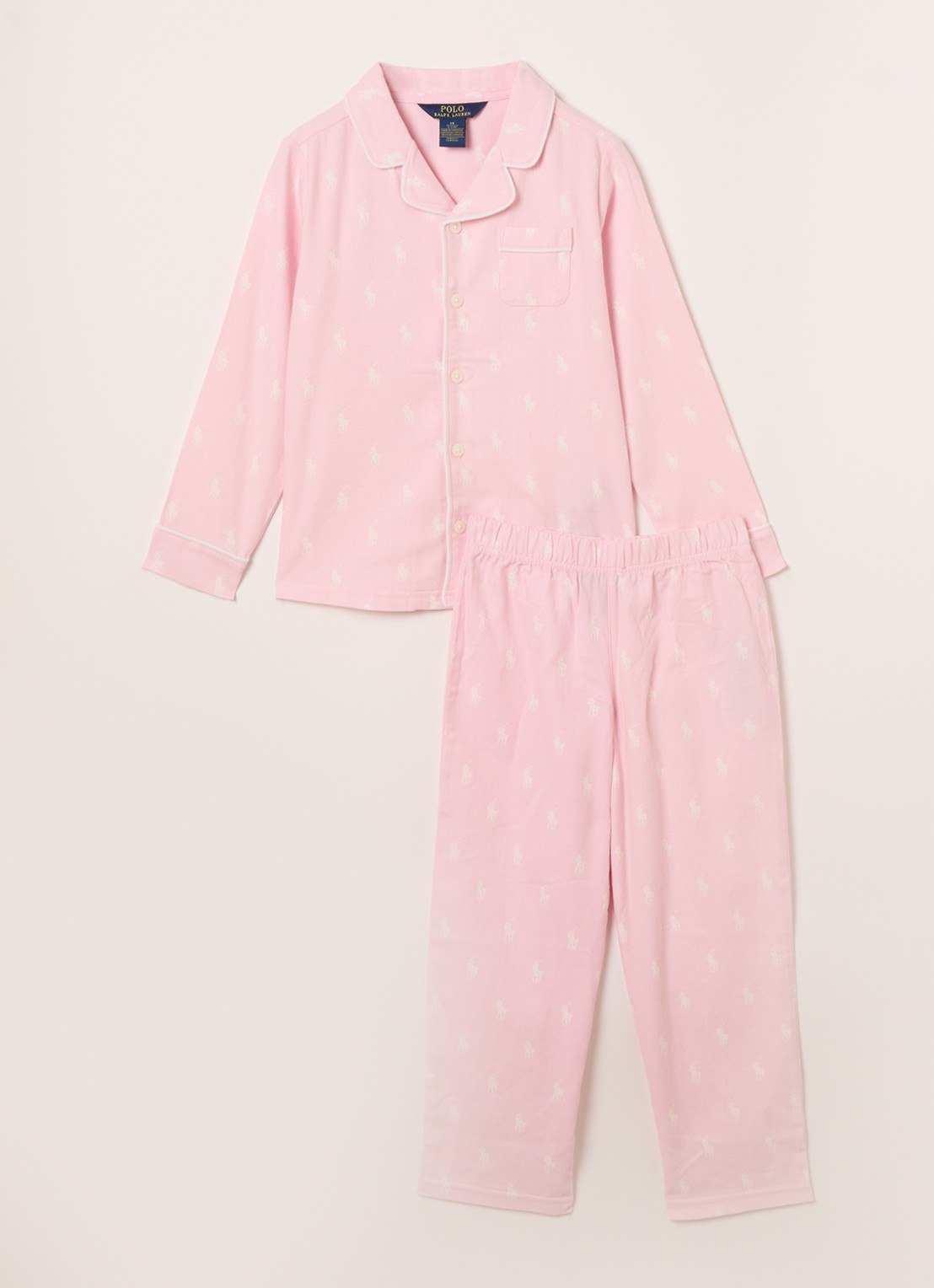 Ralph Lauren Pyjamaset met logoprint - voorkant lichtroze