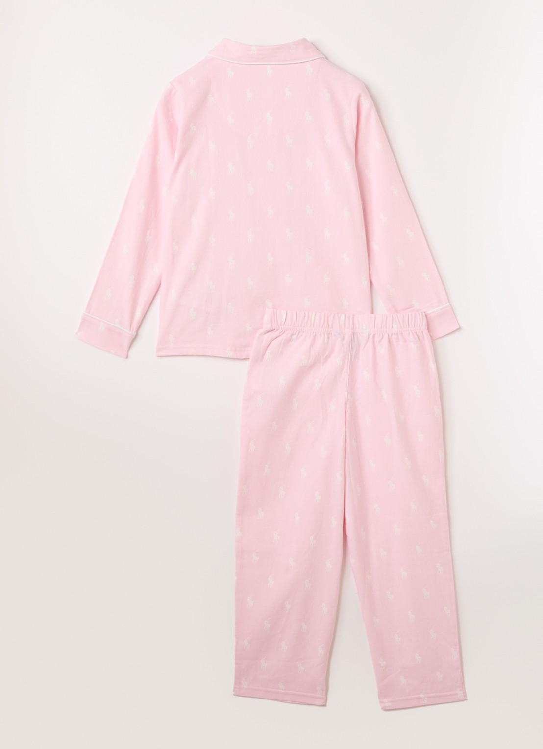 Ralph Lauren Pyjamaset met logoprint - voorkant 2 lichtroze