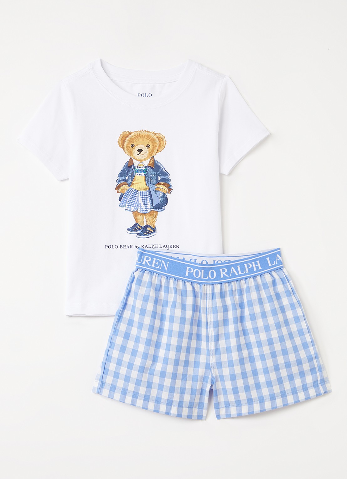 Ralph Lauren Pyjamaset met logoprint - voorkant wit