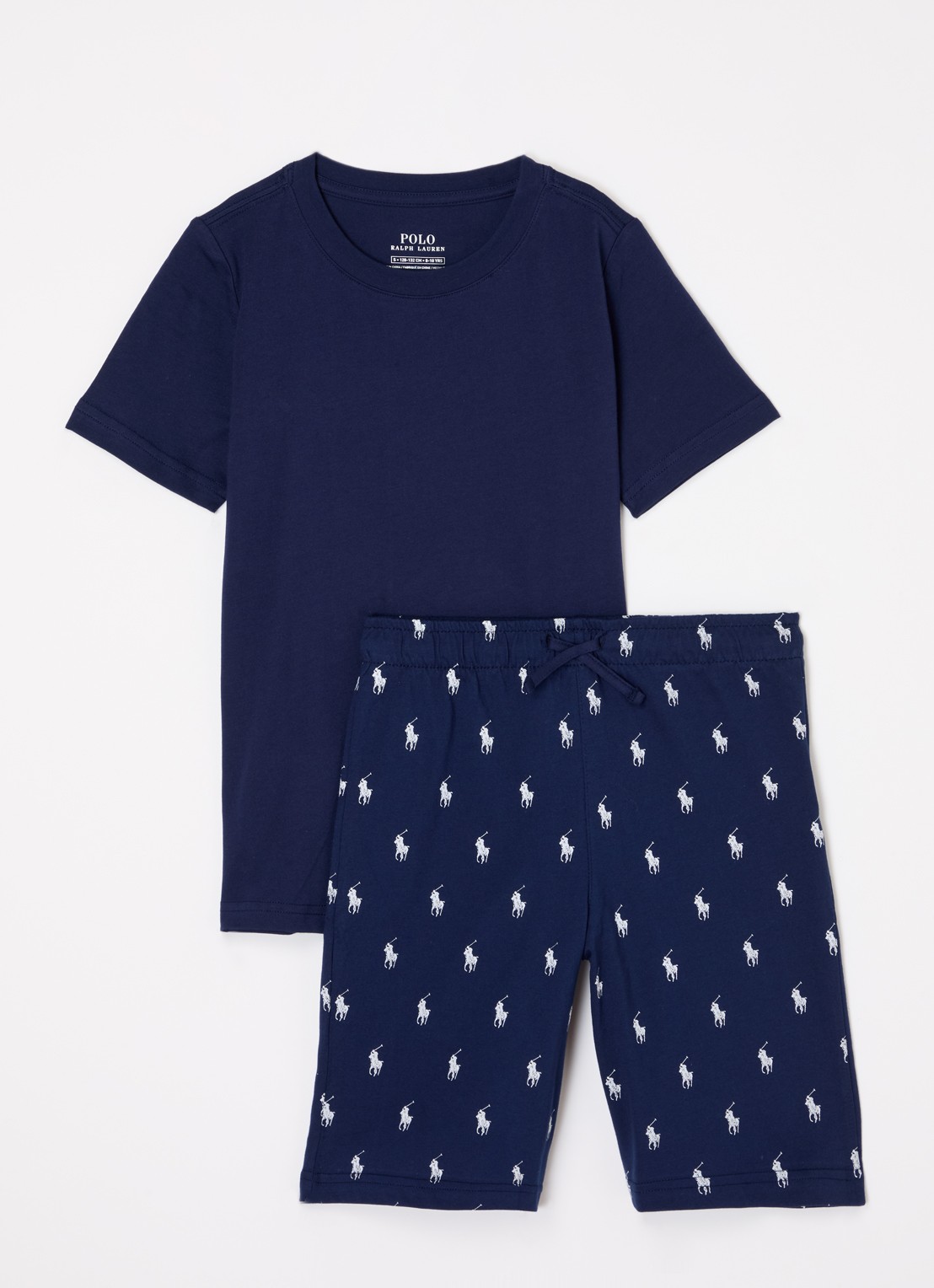 Ralph Lauren Pyjamaset met logoprint - voorkant donkerblauw