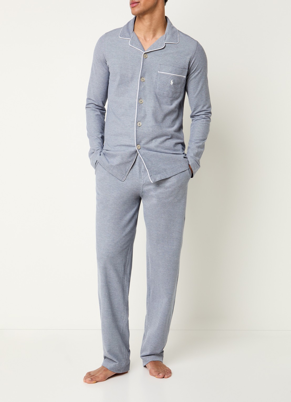 Ralph Lauren Pyjamaset met microdessin - detail 4 donkerblauw
