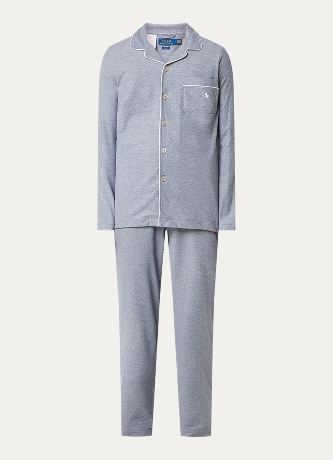 Ralph Lauren Pyjamaset met microdessin - voorkant donkerblauw