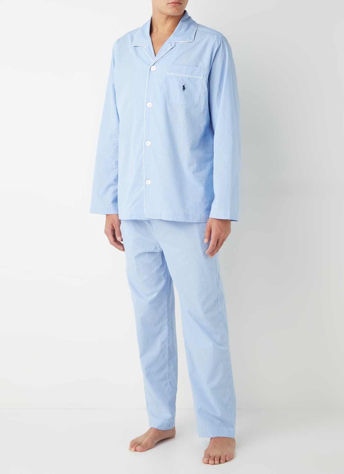 Ralph Lauren Pyjamaset met microdessin - detail lichtblauw