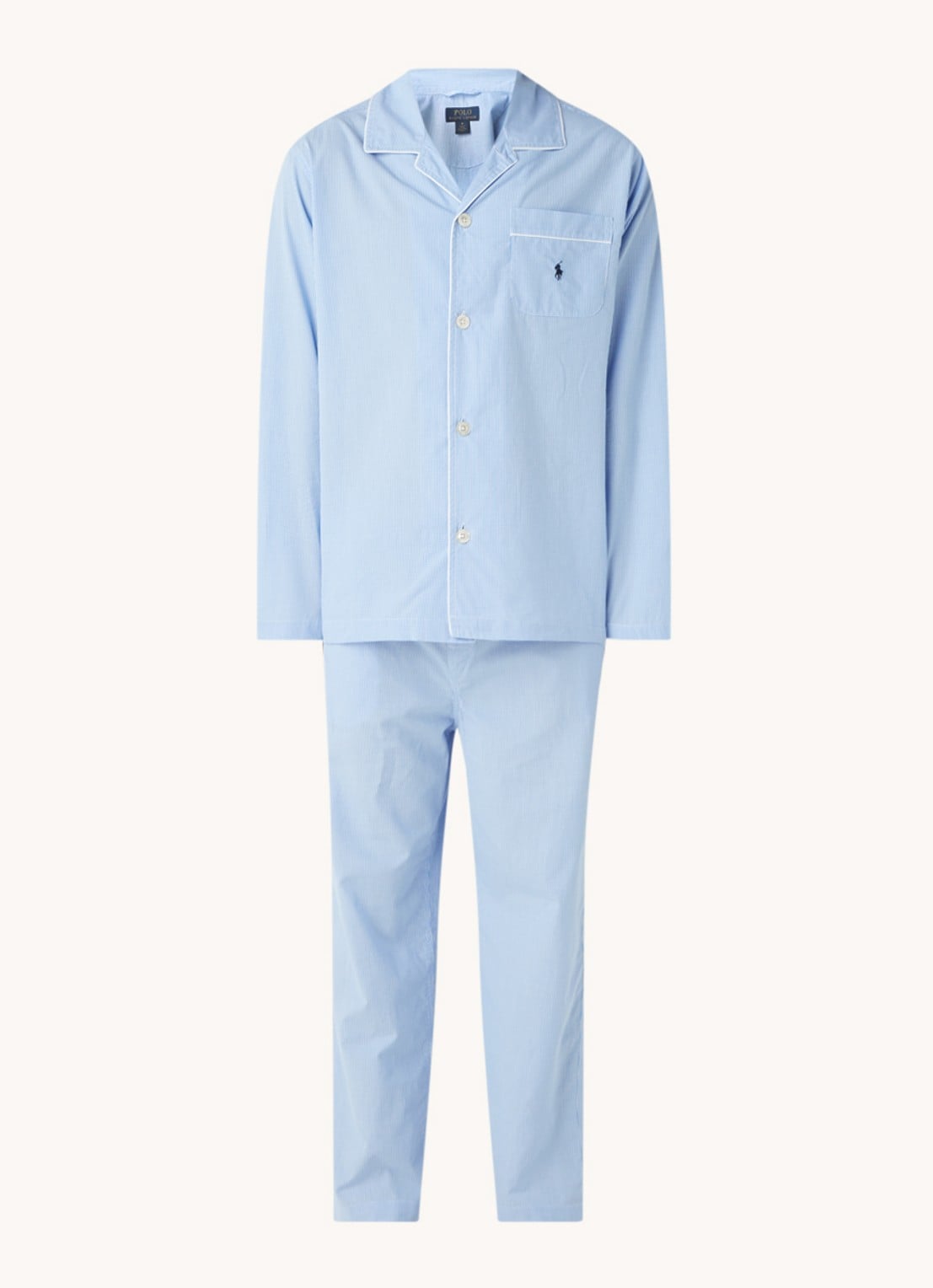Ralph Lauren Pyjamaset met microdessin - voorkant 3 lichtblauw