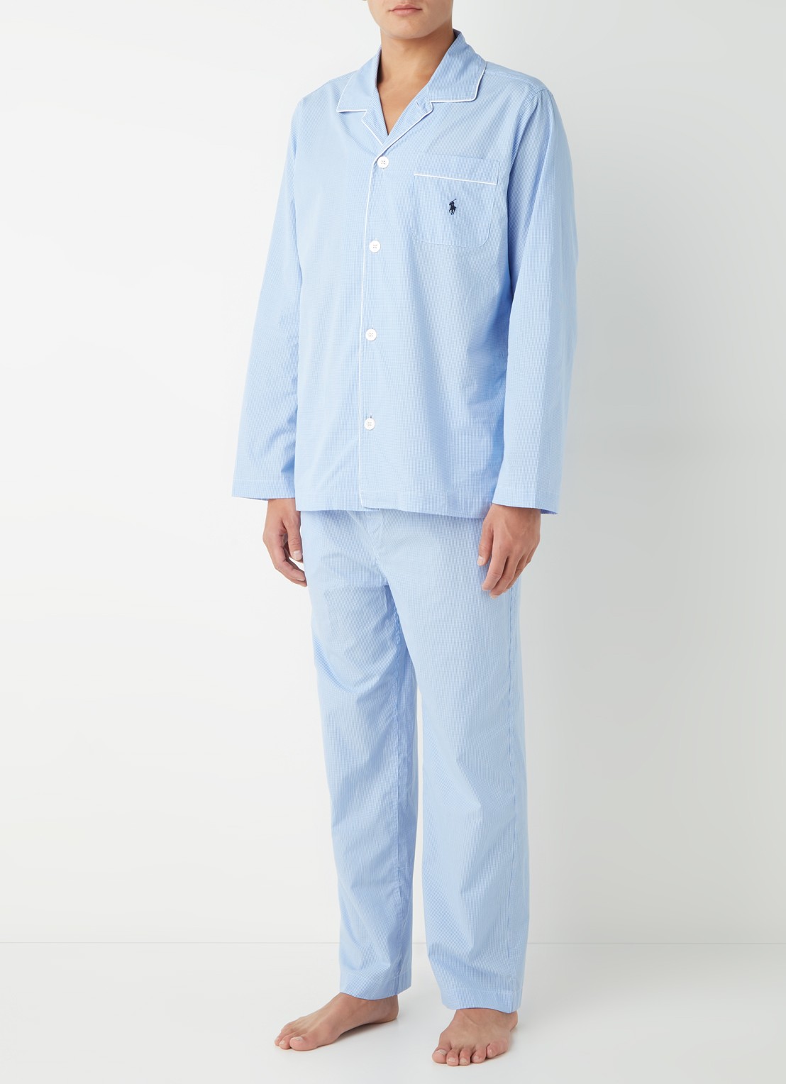 Ralph Lauren Pyjamaset met microdessin - voorkant 4 lichtblauw