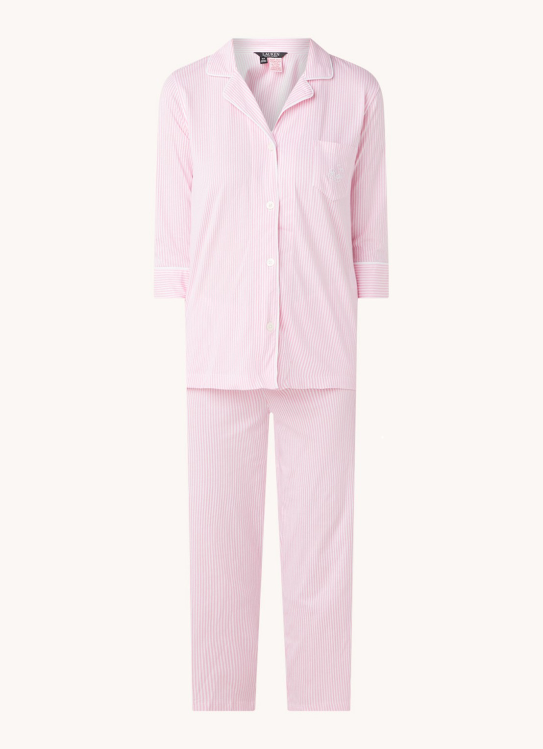 Ralph Lauren Pyjamaset met print - voorkant lichtroze