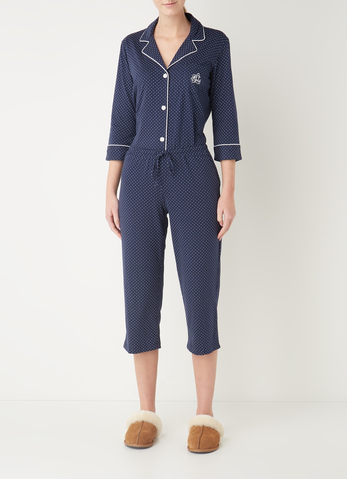 Ralph Lauren Pyjamaset met print - voorkant 3 donkerblauw