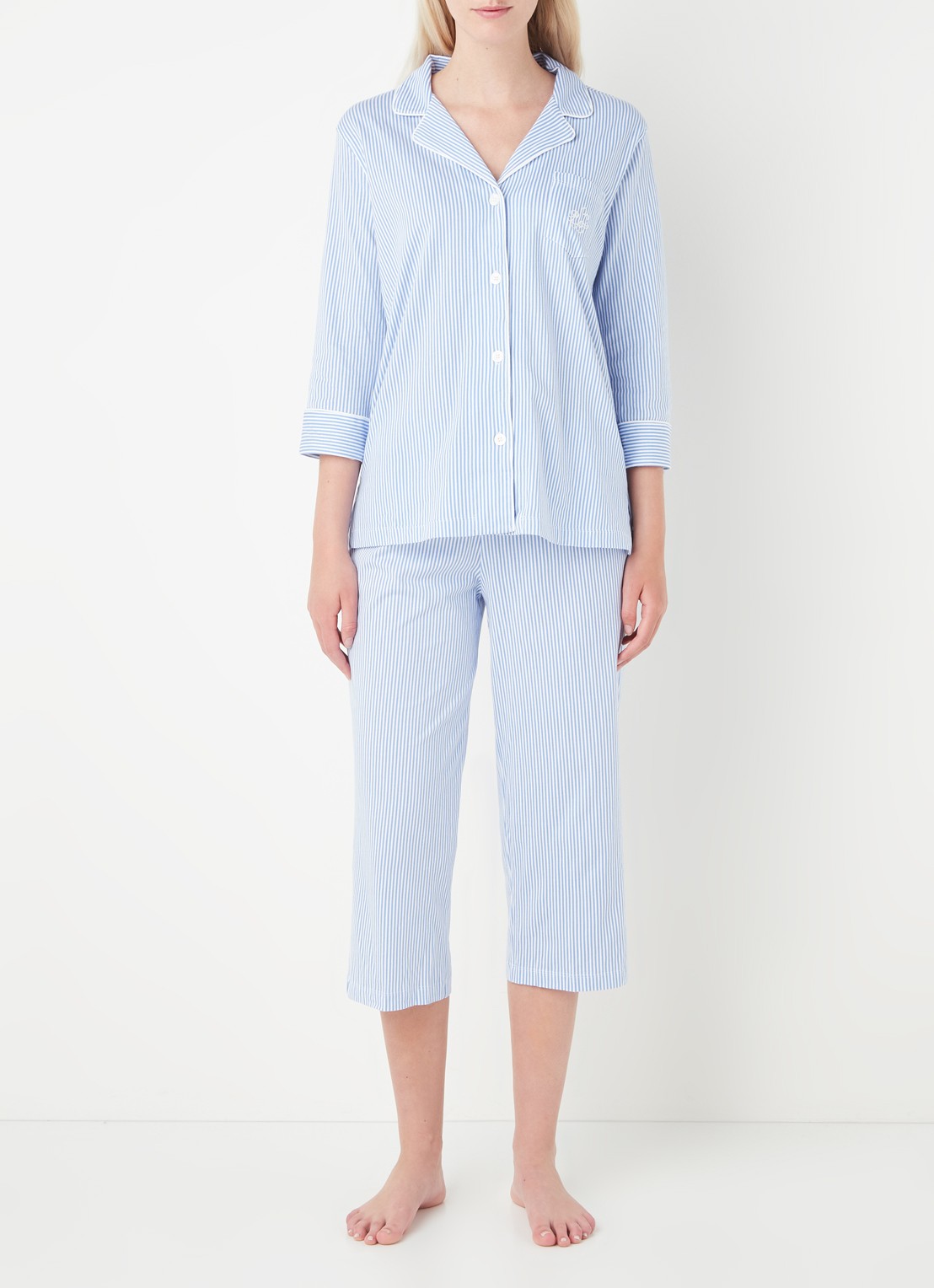 Ralph Lauren Pyjamaset met print - detail lichtblauw