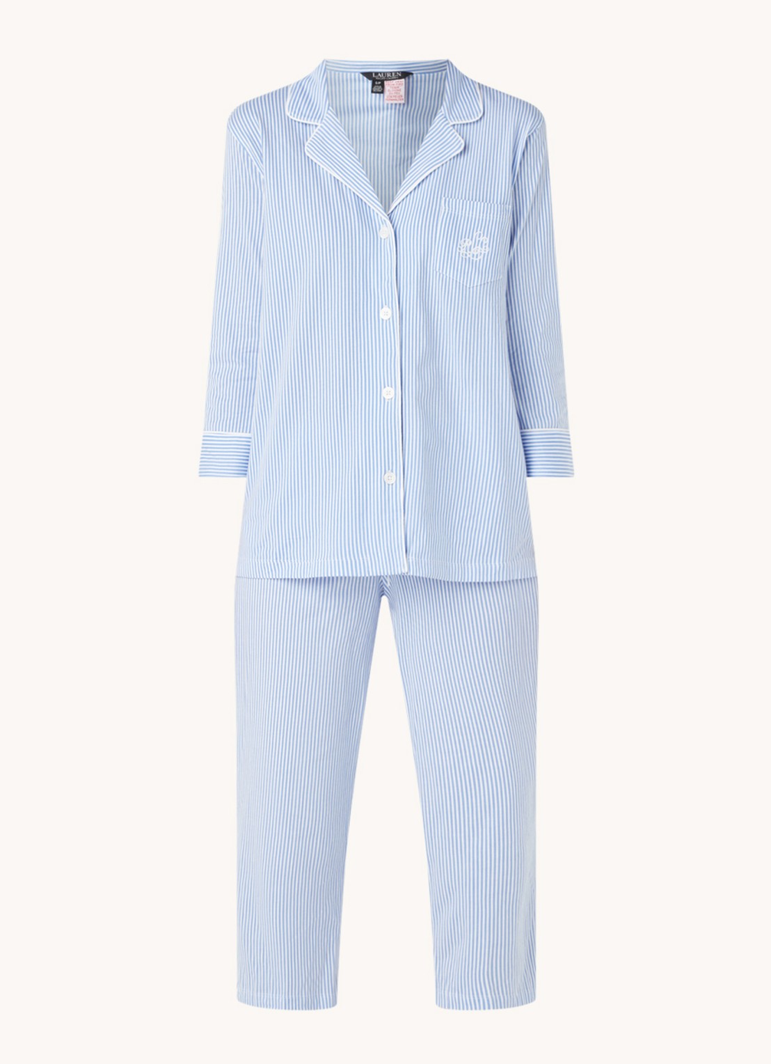 Ralph Lauren Pyjamaset met print - voorkant 3 lichtblauw