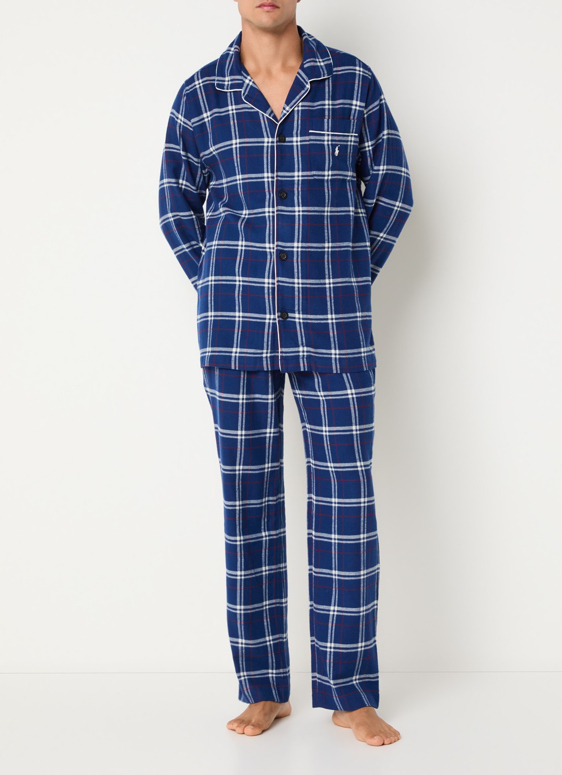 Ralph Lauren Pyjamaset met ruit dessin - detail 2 royalblauw
