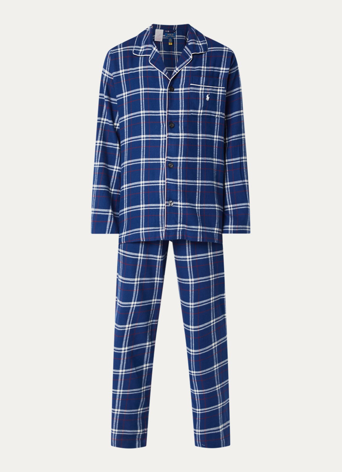 Ralph Lauren Pyjamaset met ruit dessin - voorkant 3 royalblauw