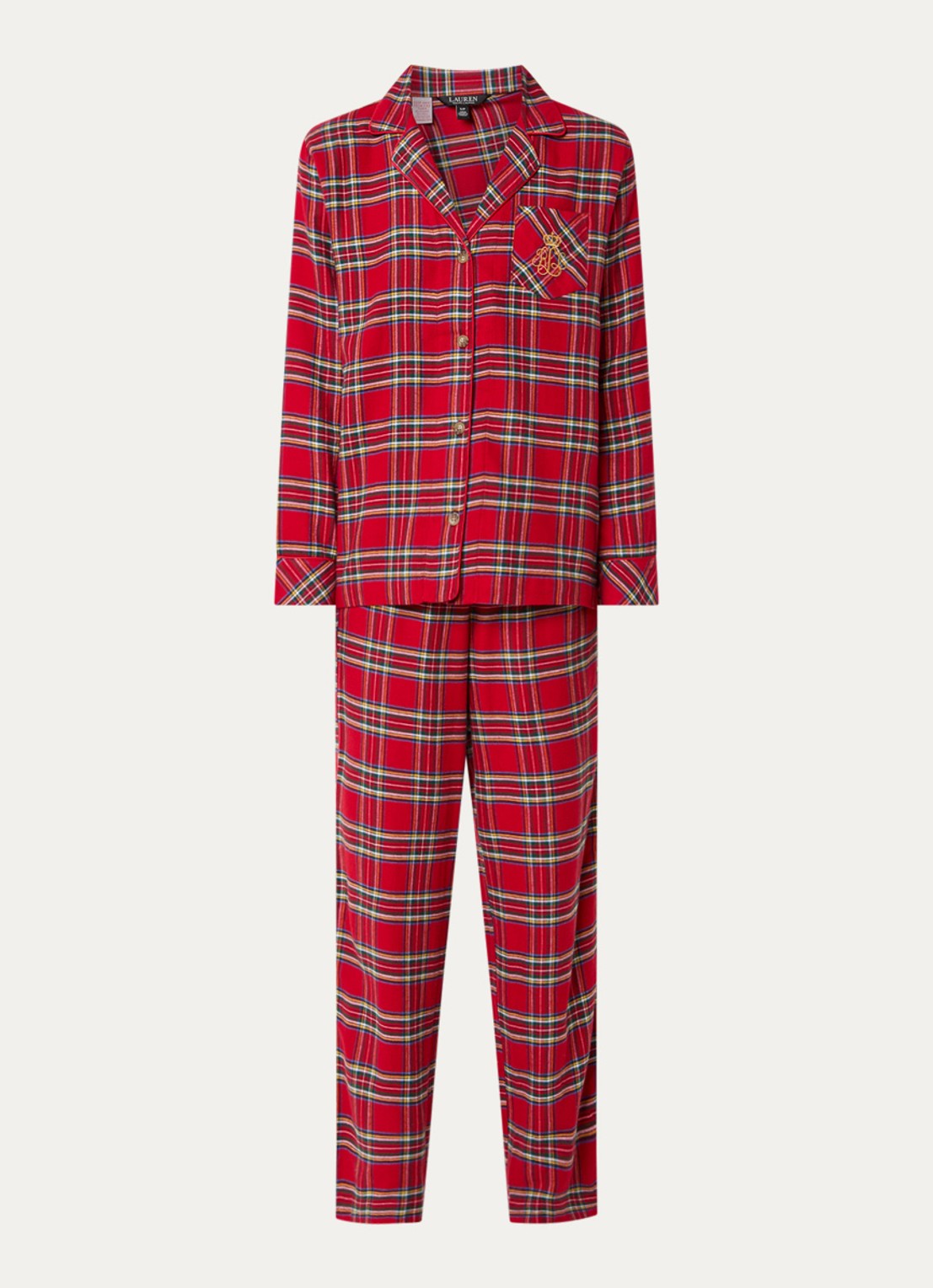 Ralph Lauren Pyjamaset met ruitdessin - voorkant 3 rood