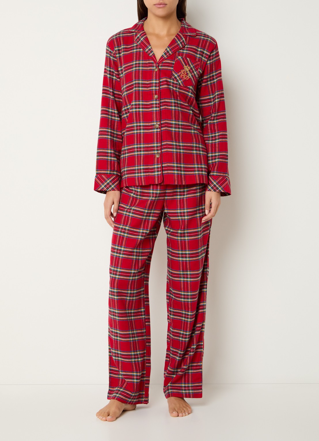 Ralph Lauren Pyjamaset met ruitdessin - voorkant 4 rood