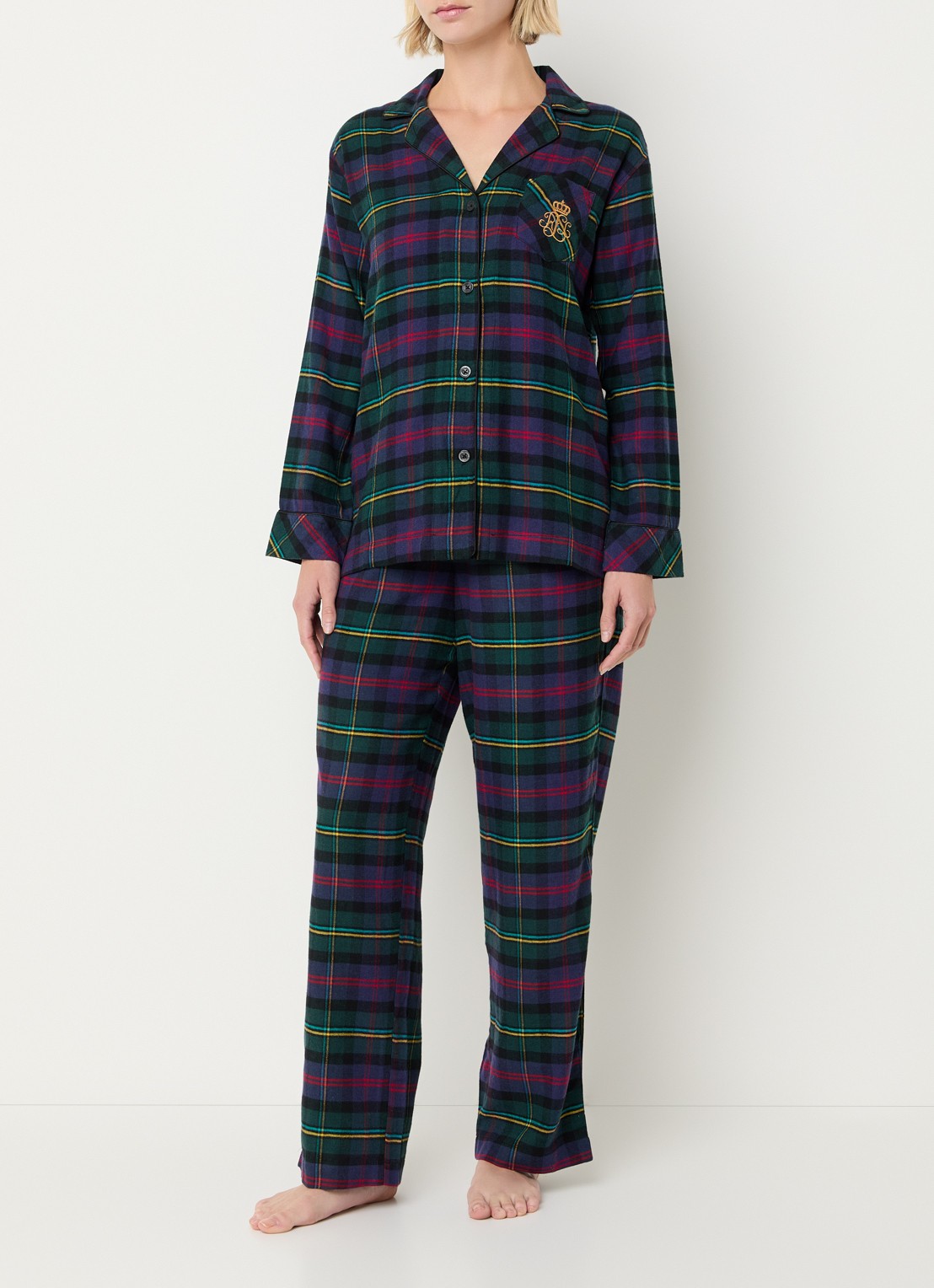 Ralph Lauren Pyjamaset met ruitdessin - detail 2 donkerblauw