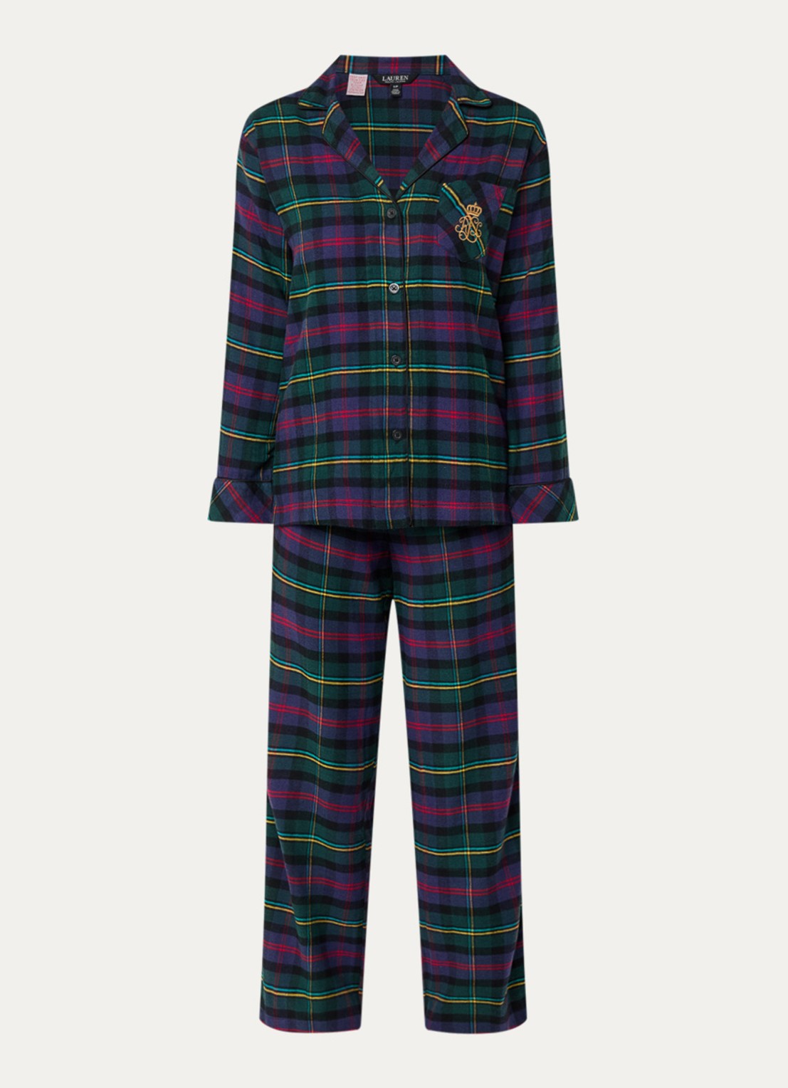 Ralph Lauren Pyjamaset met ruitdessin - voorkant 3 donkerblauw