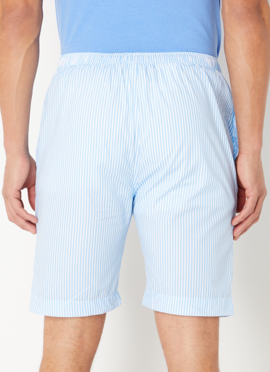 Ralph Lauren Pyjamashorts met streepprint en logo - achterkant 3 lichtblauw
