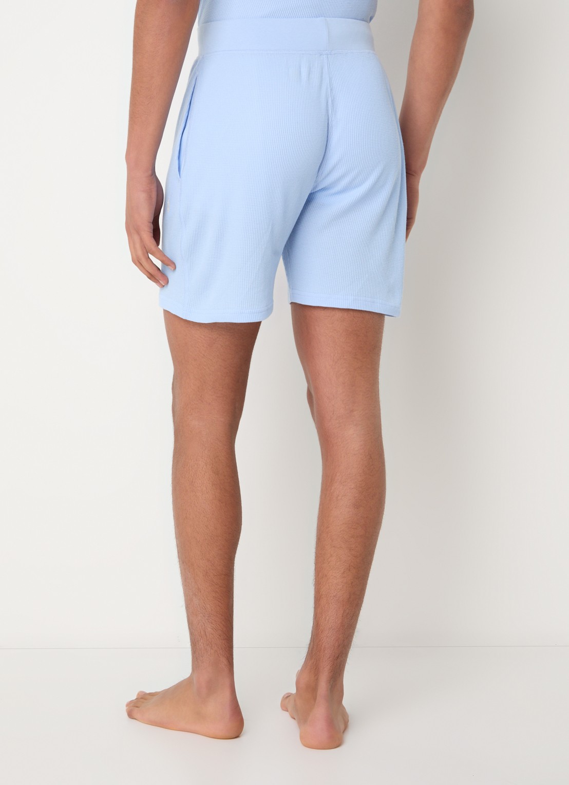Ralph Lauren Pyjamashorts met structuur - achterkant 4 lichtblauw