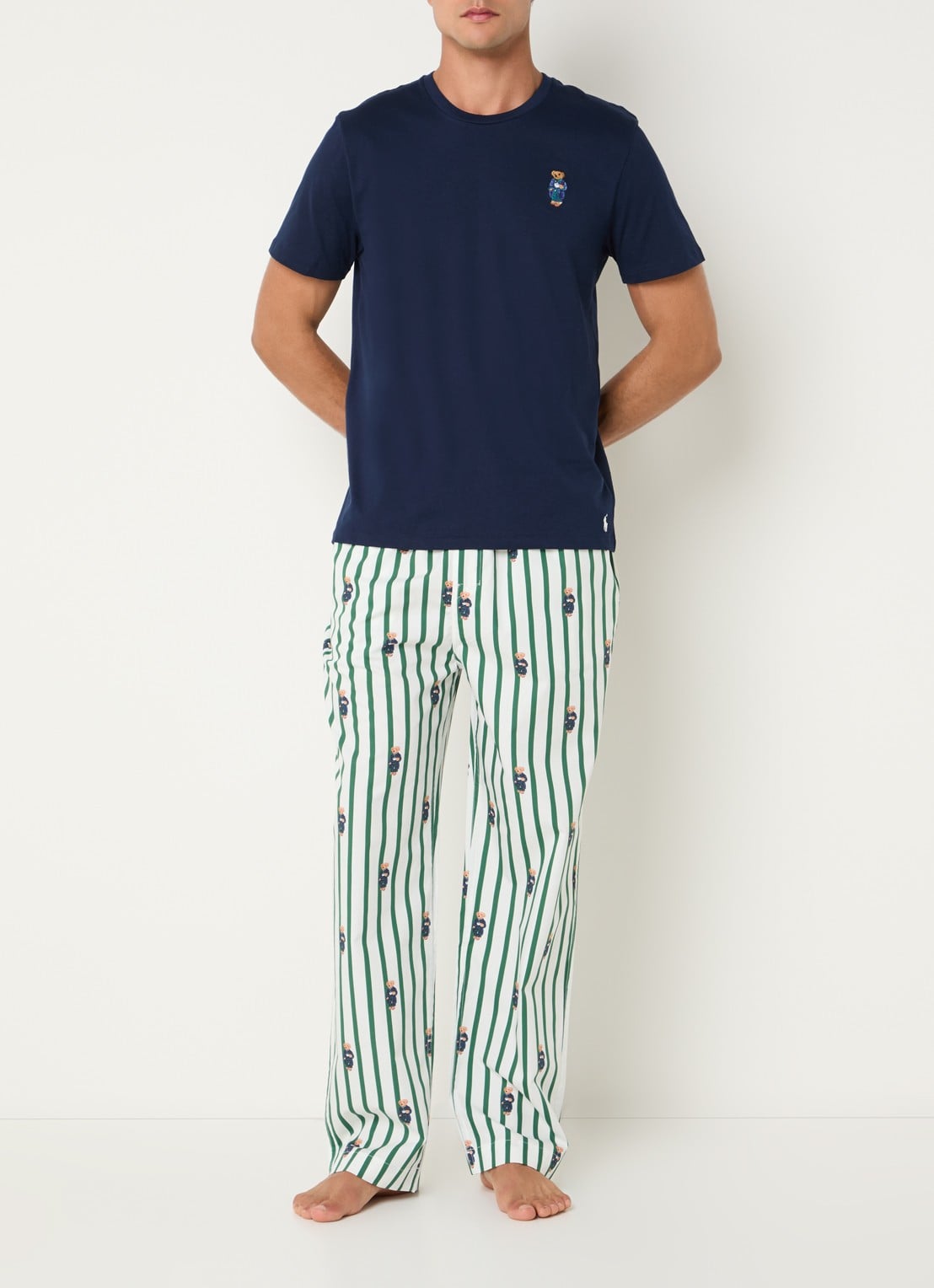 Ralph Lauren Pyjamatop met logo - voorkant 3 donkerblauw