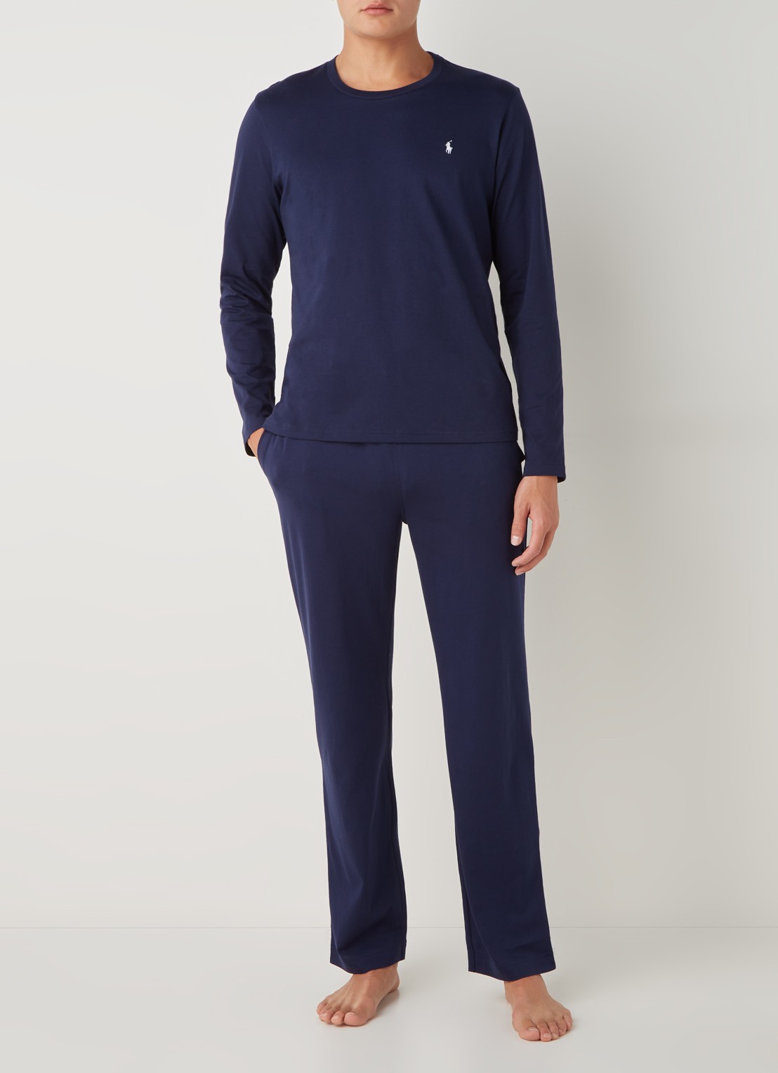 Ralph Lauren Pyjamatop met logo - voorkant 2 donkerblauw