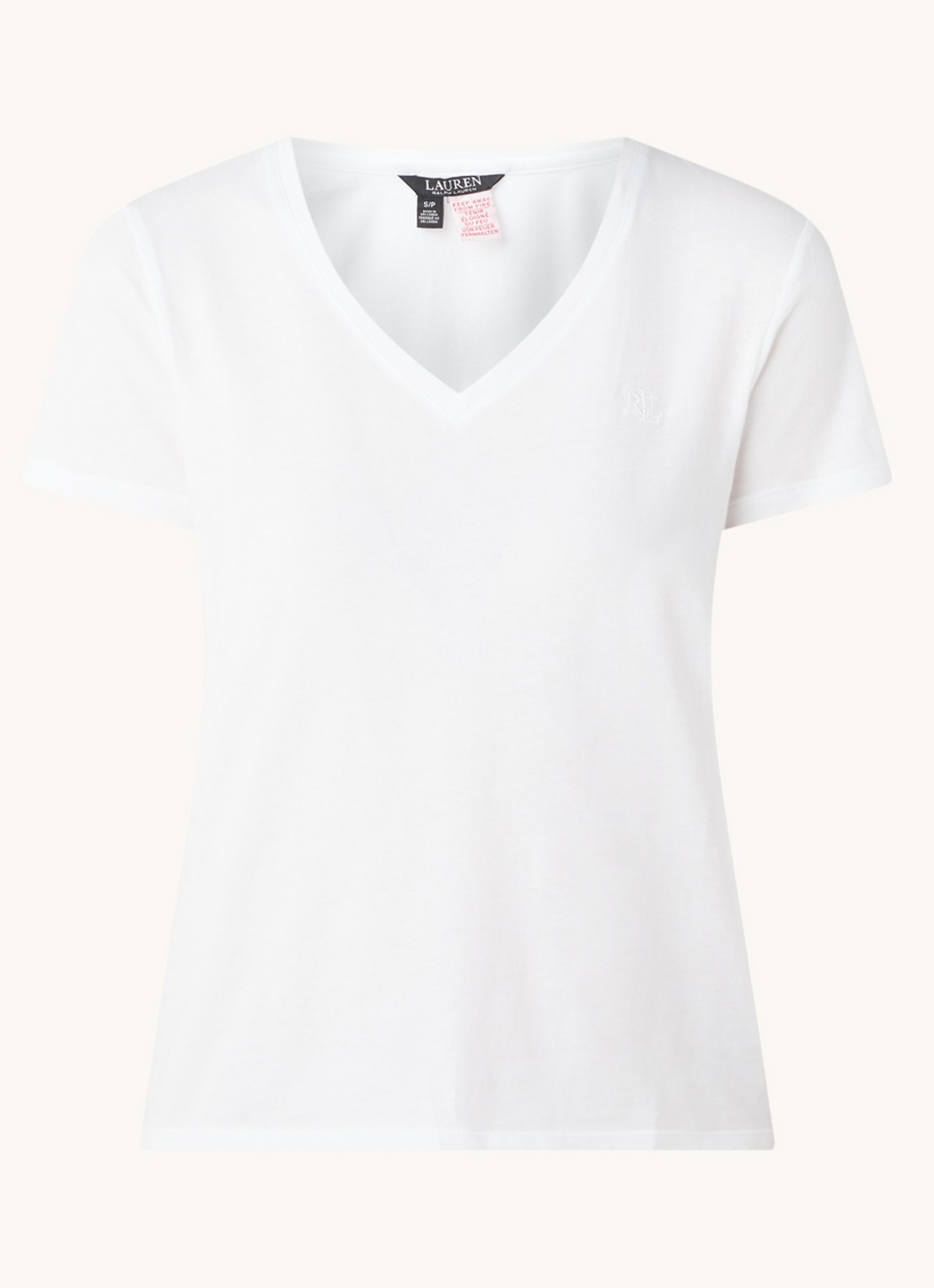 Ralph Lauren Pyjamatop met logoborduring - voorkant 2 wit