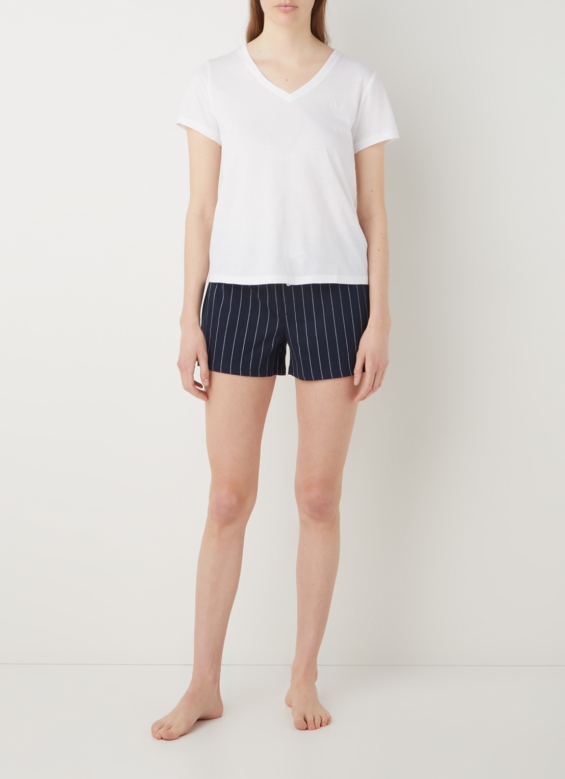Ralph Lauren Pyjamatop met logoborduring - voorkant 3 wit