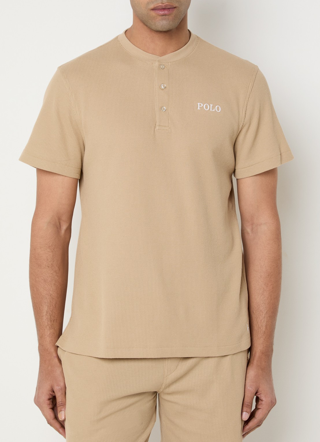 Ralph Lauren Pyjamatop met structuur - detail 4 camel