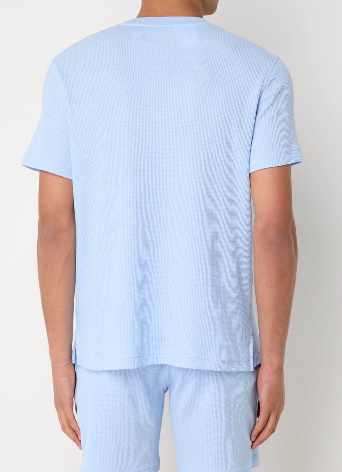 Ralph Lauren Pyjamatop met structuur - achterkant 2 lichtblauw