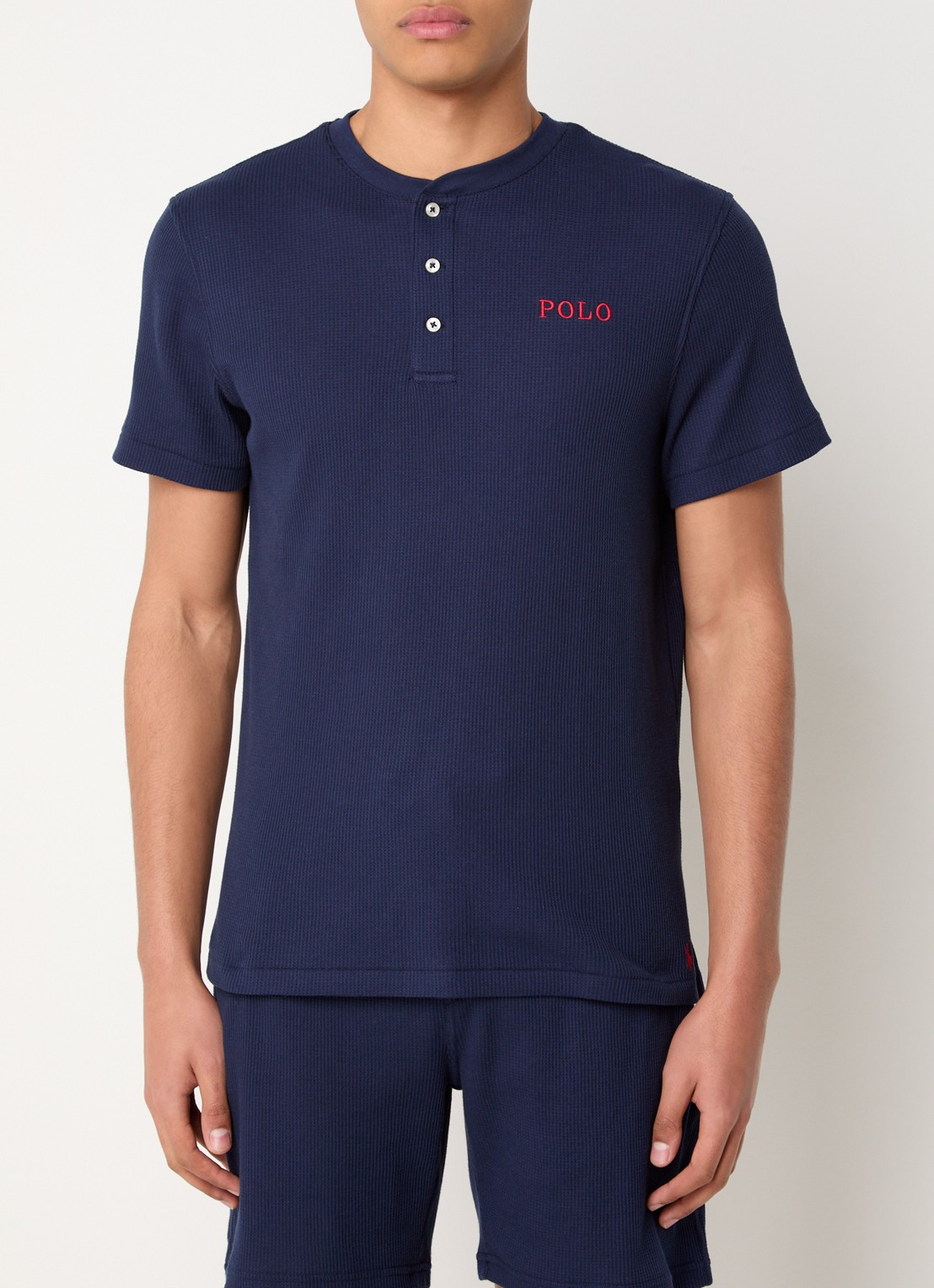 Ralph Lauren Pyjamatop met structuur - detail 4 donkerblauw