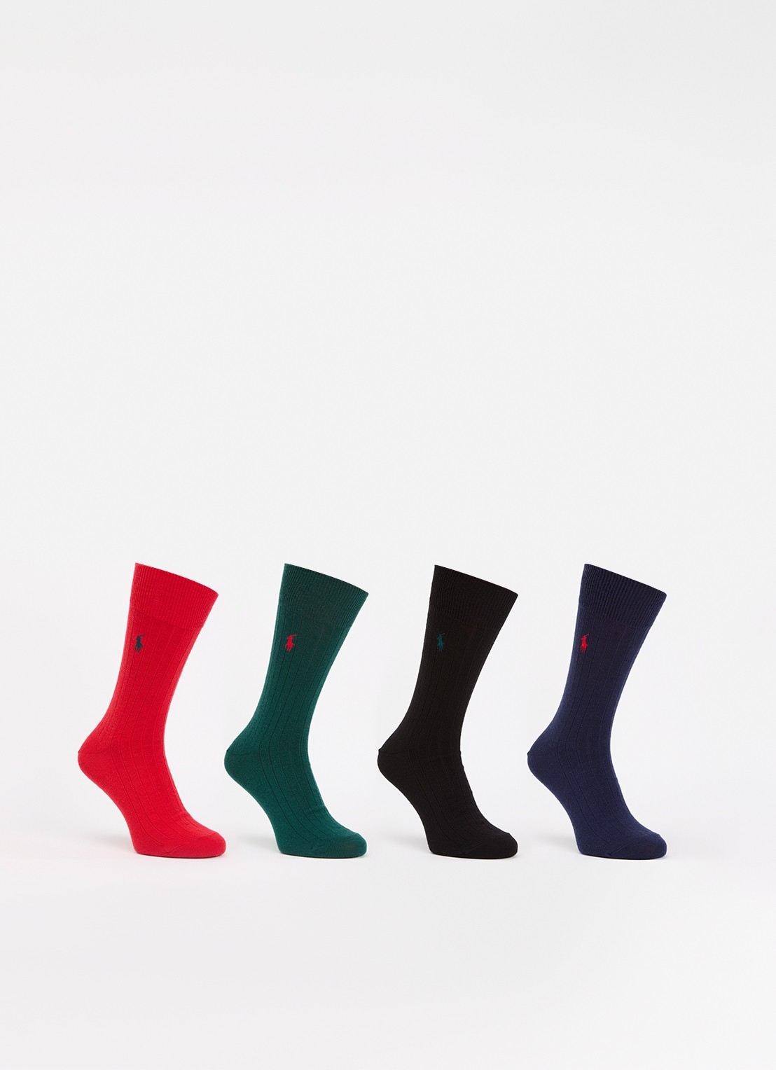 Ralph Lauren RBG Crew sokken in wolblend in 4-pack giftbox - voorkant rood