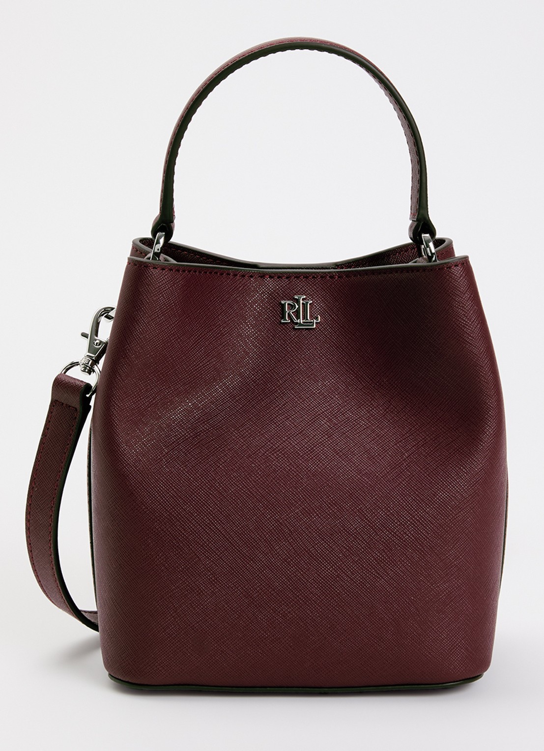 Ralph Lauren Reese Small handtas van leer met afneembare schouderriem - voorkant 4 bordeauxrood