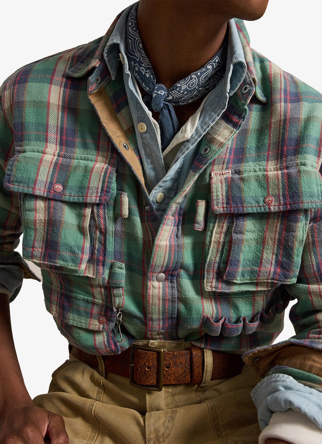 Ralph Lauren Regent custom fit overhemd met streepprint - detail 3 7339 green pink multi / groen