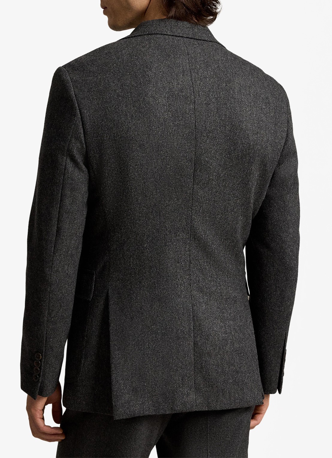 Ralph Lauren Regular fit colbert in wolblend met klepzakken - achterkant 3 charcoal / antraciet