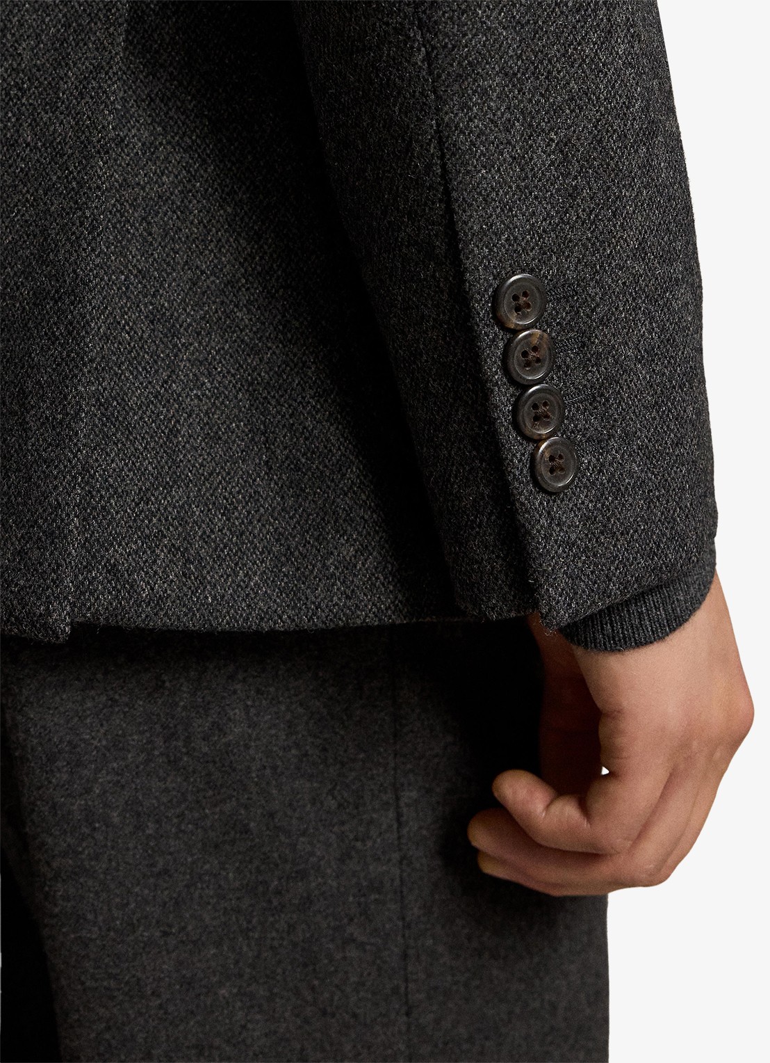 Ralph Lauren Regular fit colbert in wolblend met klepzakken - detail 2 charcoal / antraciet
