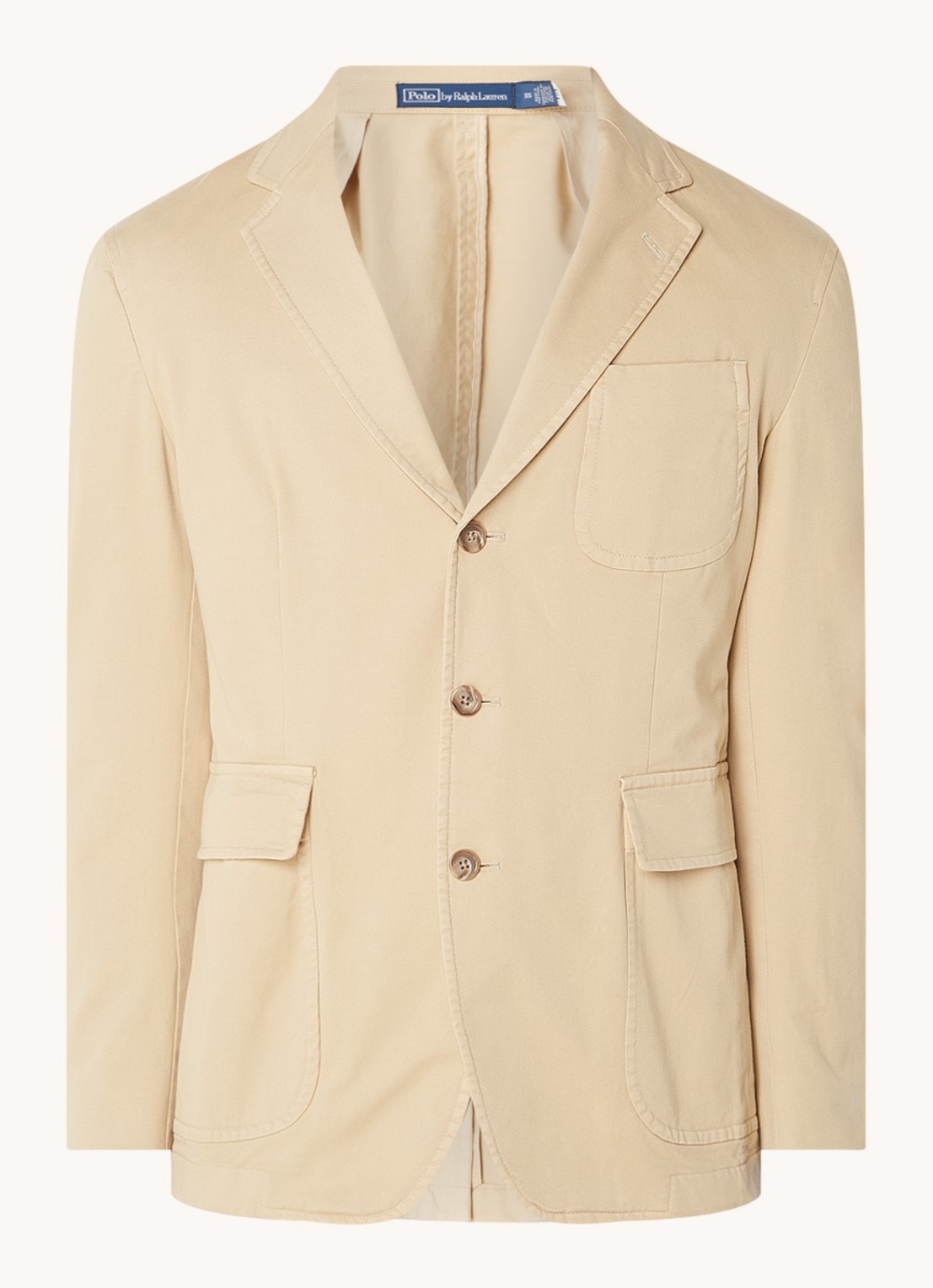 Ralph Lauren Regular fit colbert met klepzakken en borstzak - voorkant 3 beige
