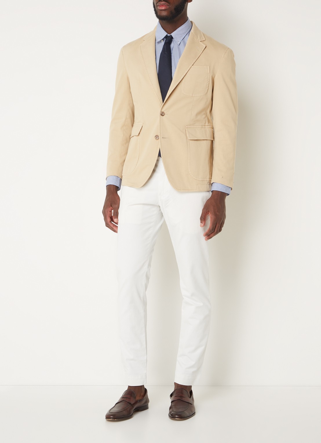 Ralph Lauren Regular fit colbert met klepzakken en borstzak - voorkant 4 beige