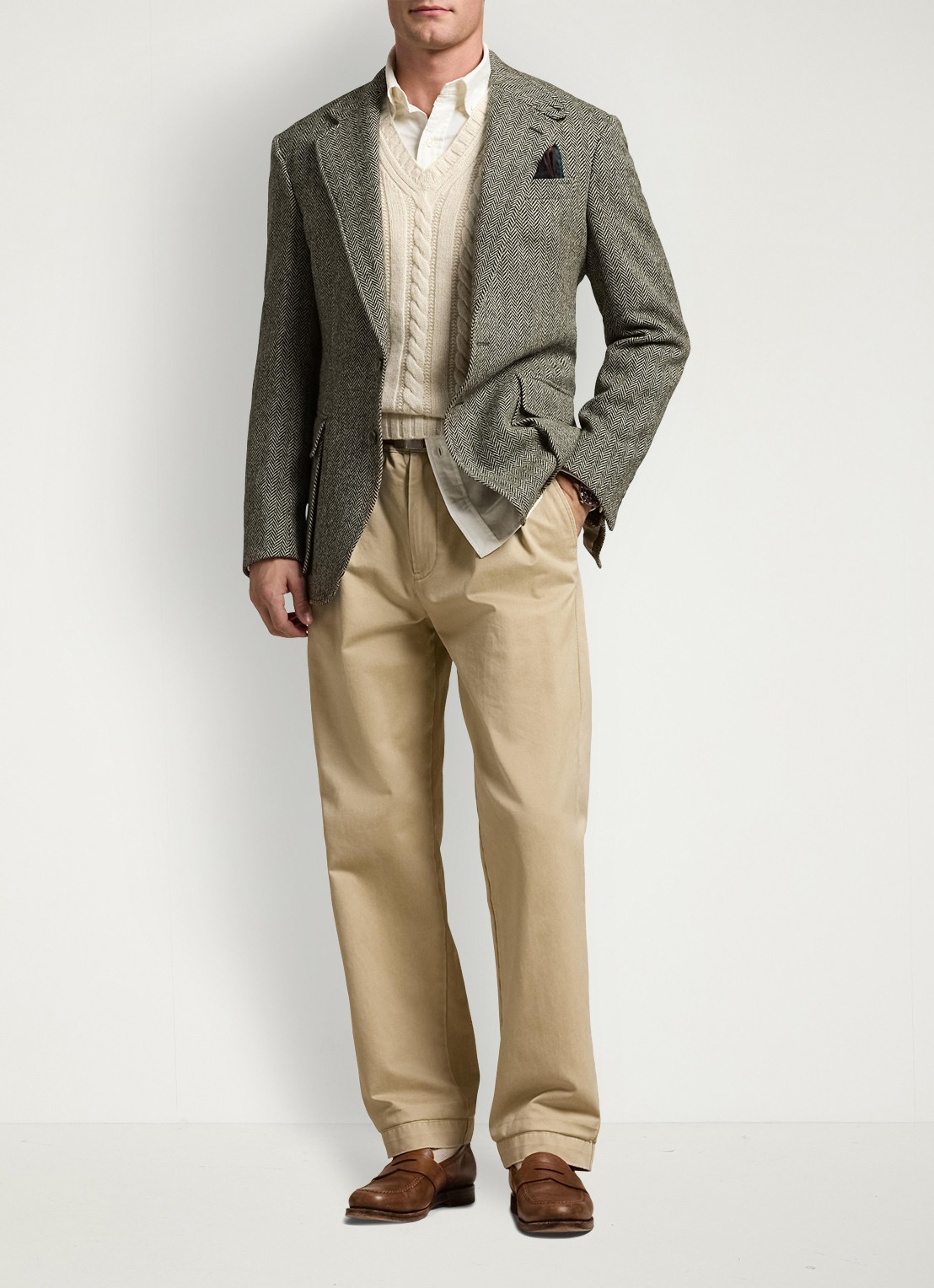 Ralph Lauren Regular fit colbert met klepzakken - voorkant 3 black and cream / zwart