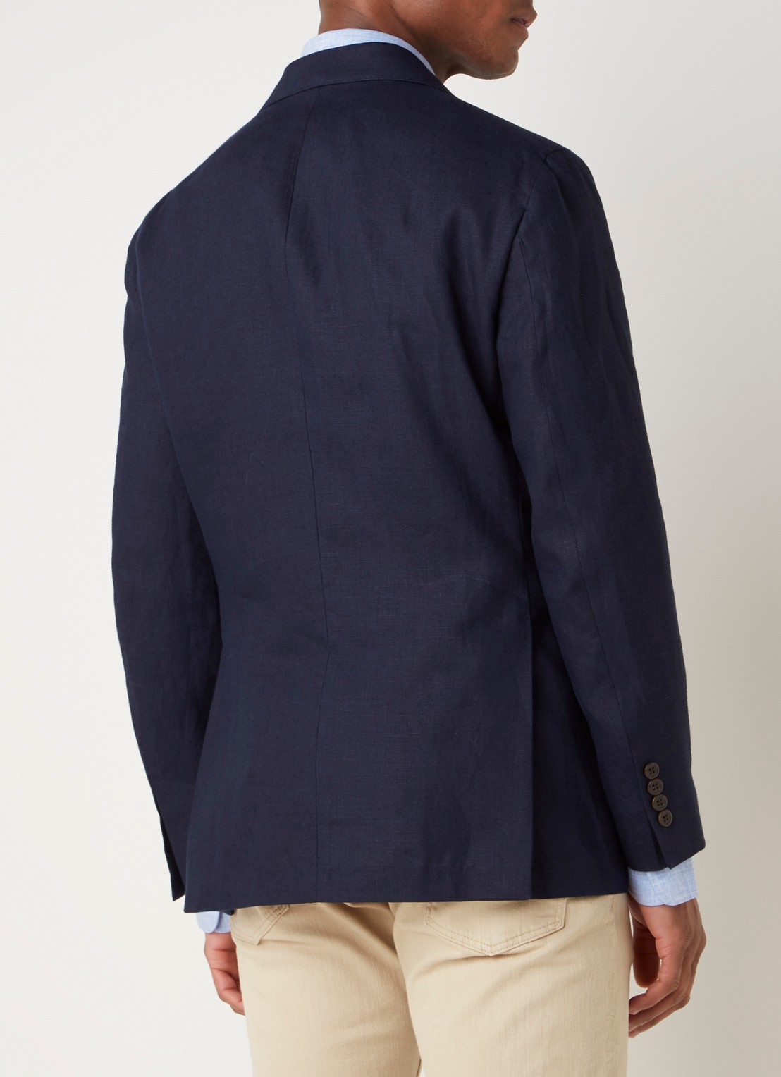 Ralph Lauren Regular fit colbert van linnen met klepzakken - achterkant blauw
