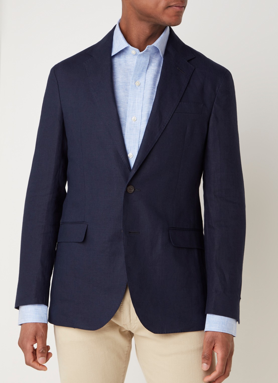 Ralph Lauren Regular fit colbert van linnen met klepzakken - detail 2 blauw