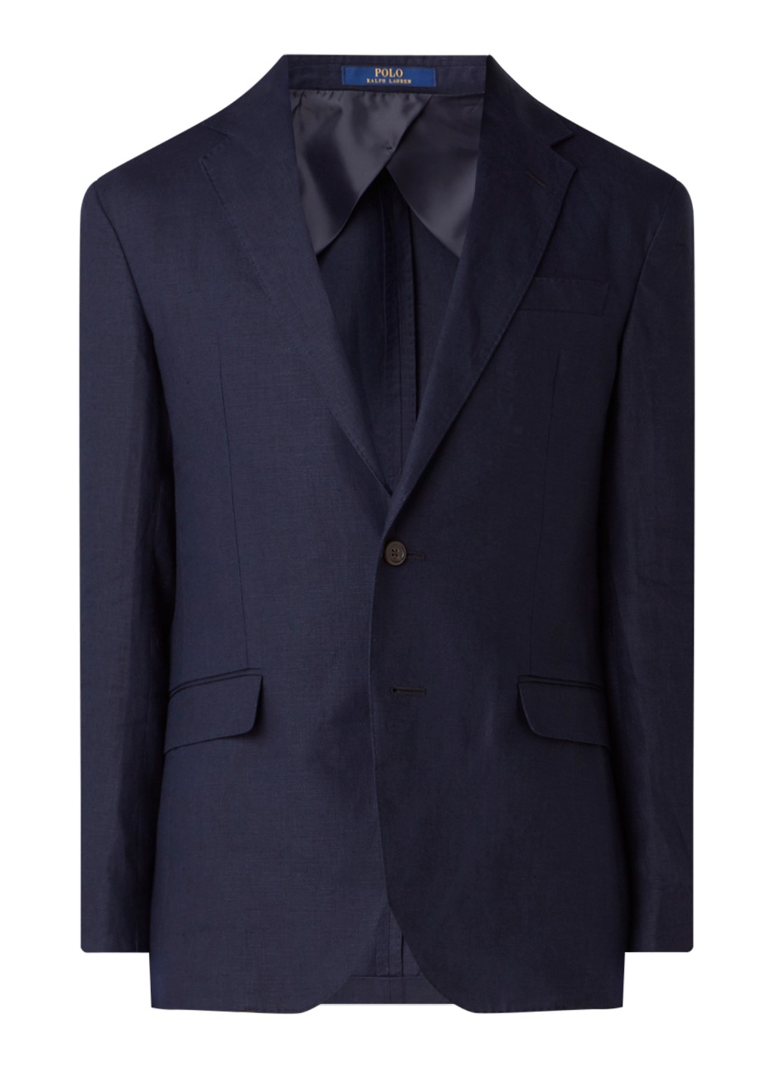 Ralph Lauren Regular fit colbert van linnen met klepzakken - voorkant 3 blauw