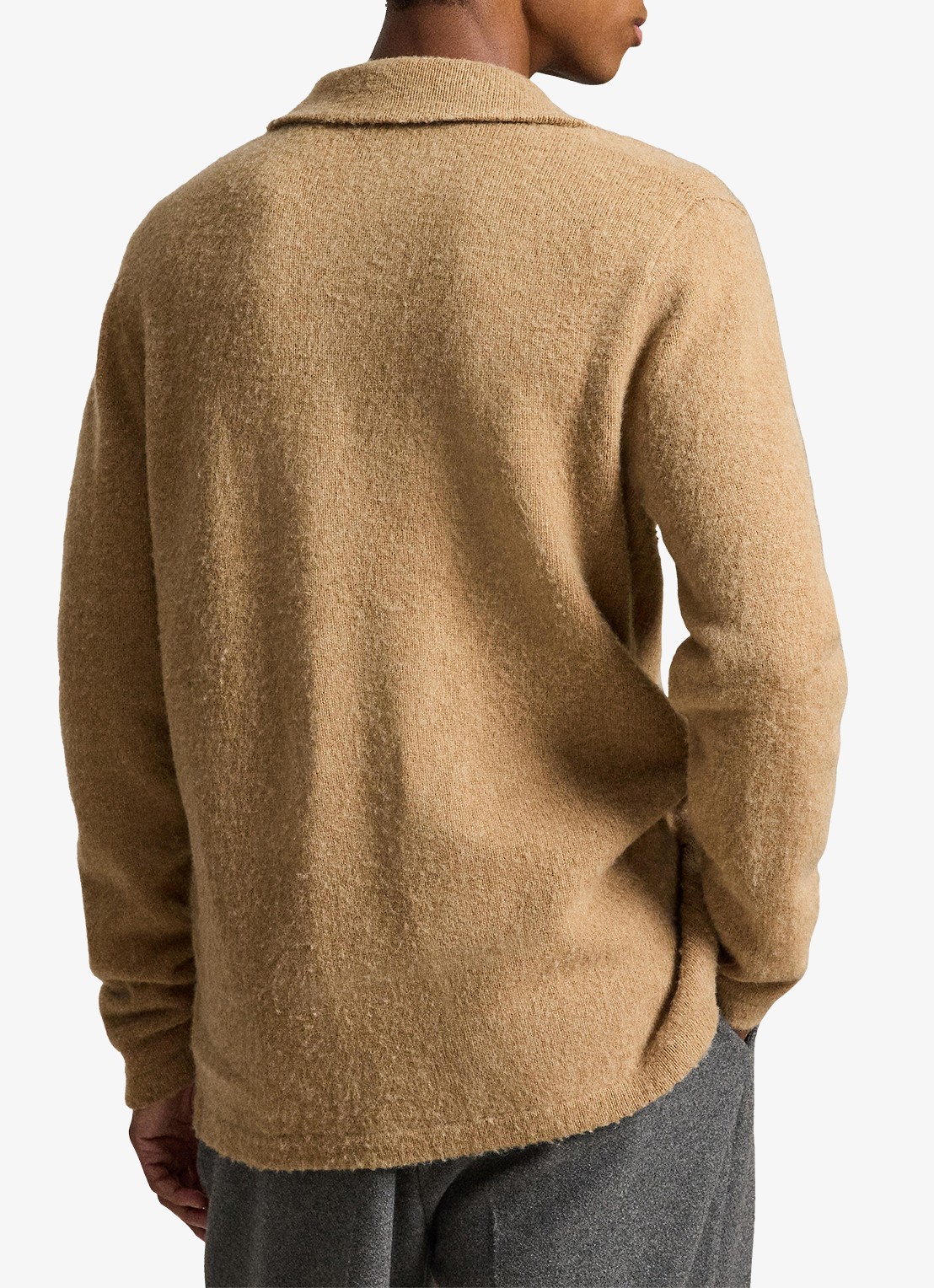 Ralph Lauren Regular fit double-breasted colbert in kasjmierblend met opgestikte zakken - achterkant crouton tan heather / beige