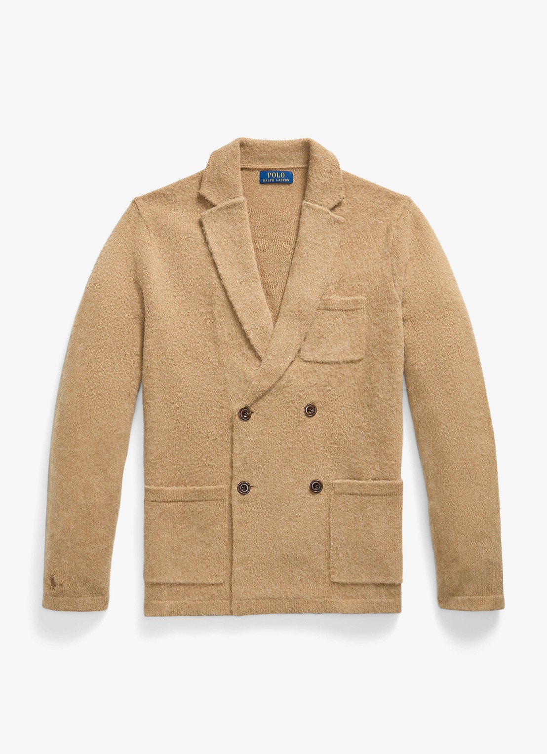Ralph Lauren Regular fit double-breasted colbert in kasjmierblend met opgestikte zakken - voorkant 4 crouton tan heather / beige