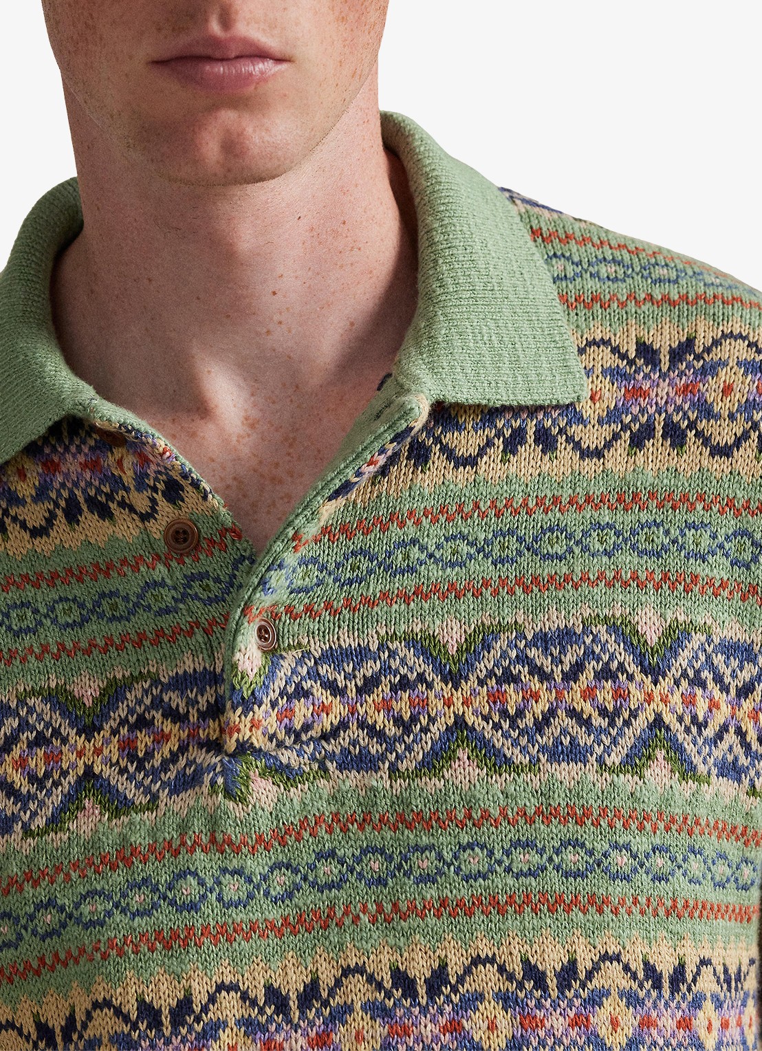 Ralph Lauren Regular fit fijngebreide polo in linnenblend met ingebreid patroon - detail 5 green combo-399u