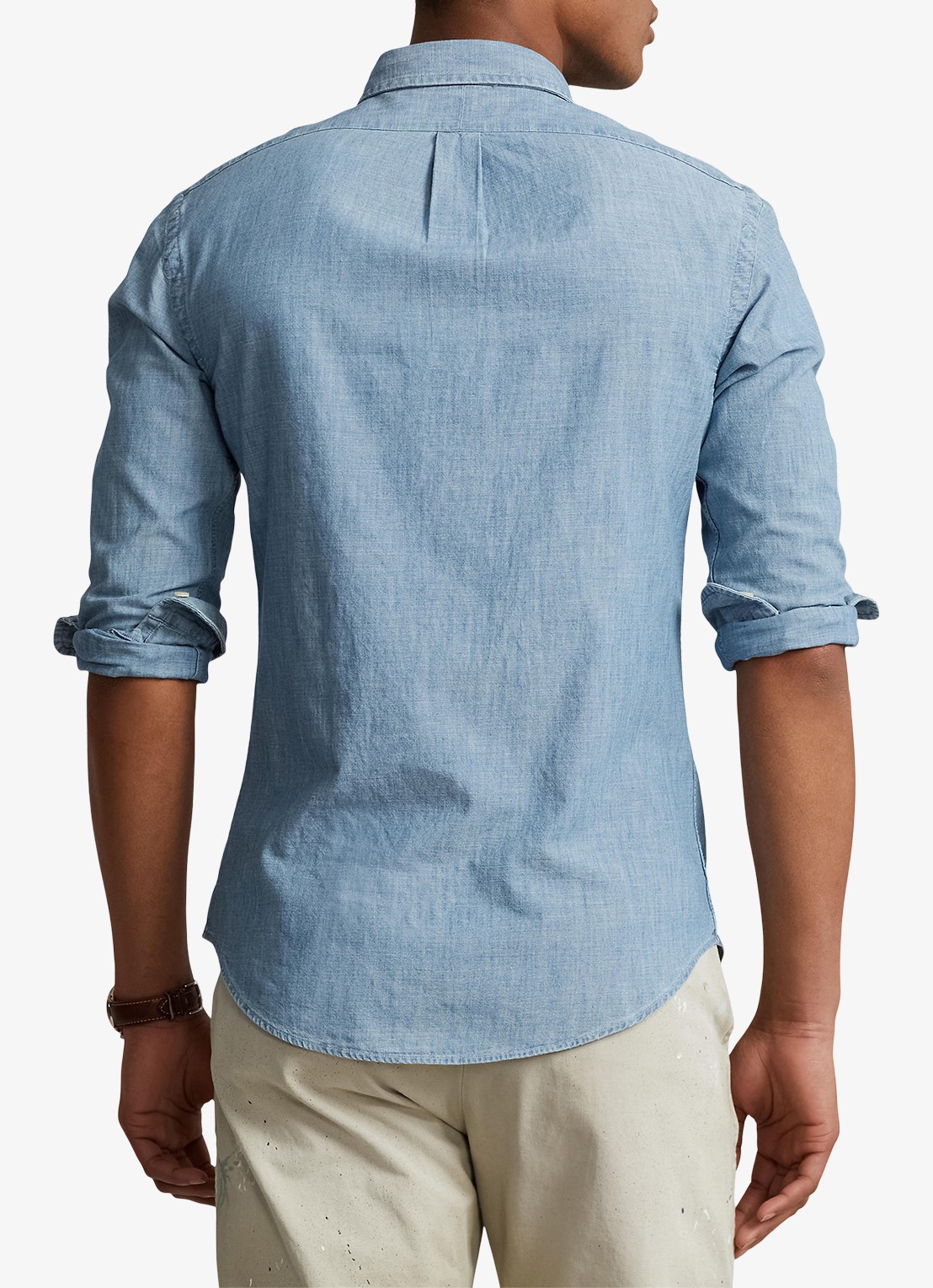 Ralph Lauren Regular fit overhemd met logo - achterkant 5 chambray / blauw
