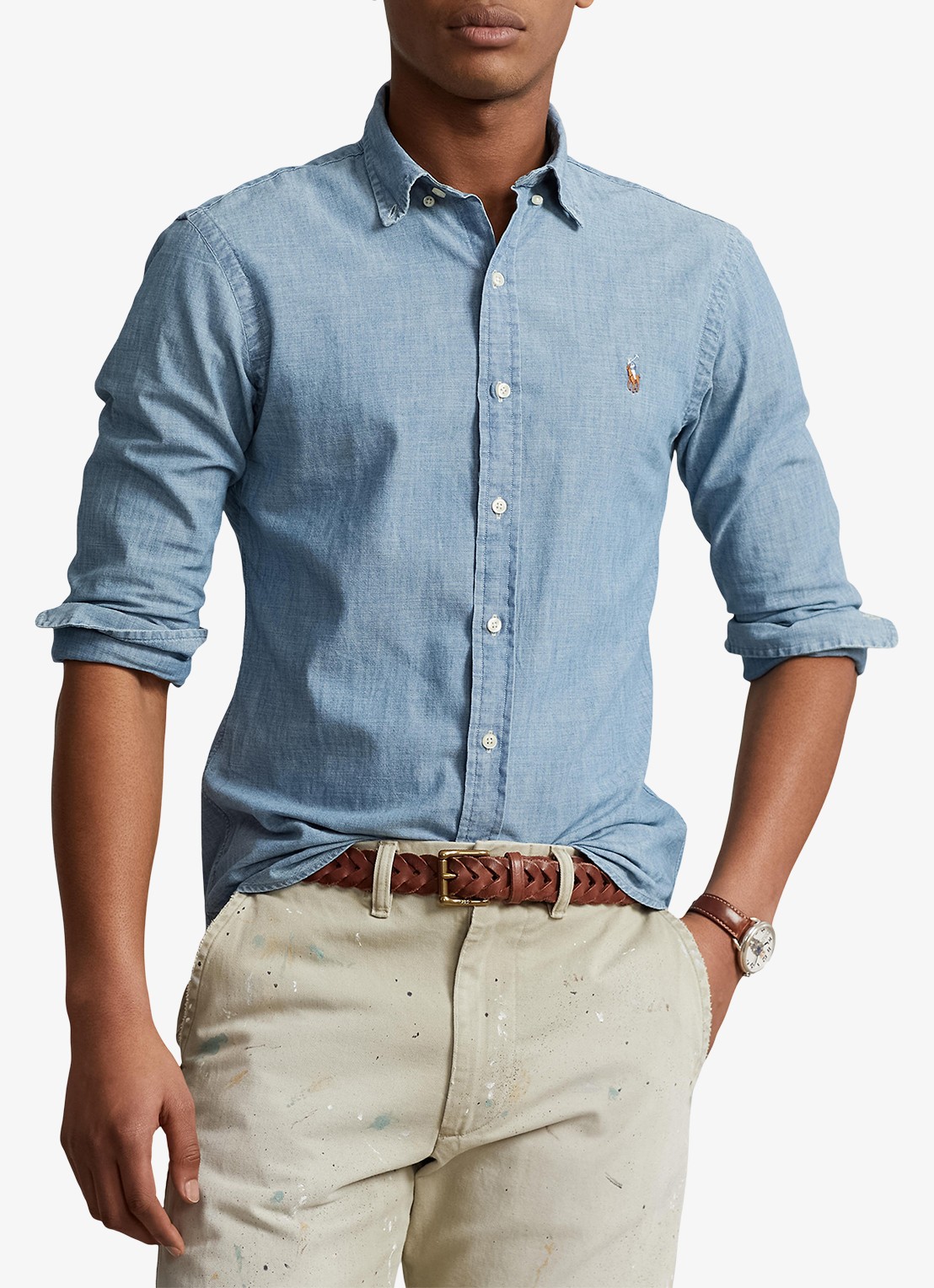 Ralph Lauren Regular fit overhemd met logo - detail 3 chambray / blauw