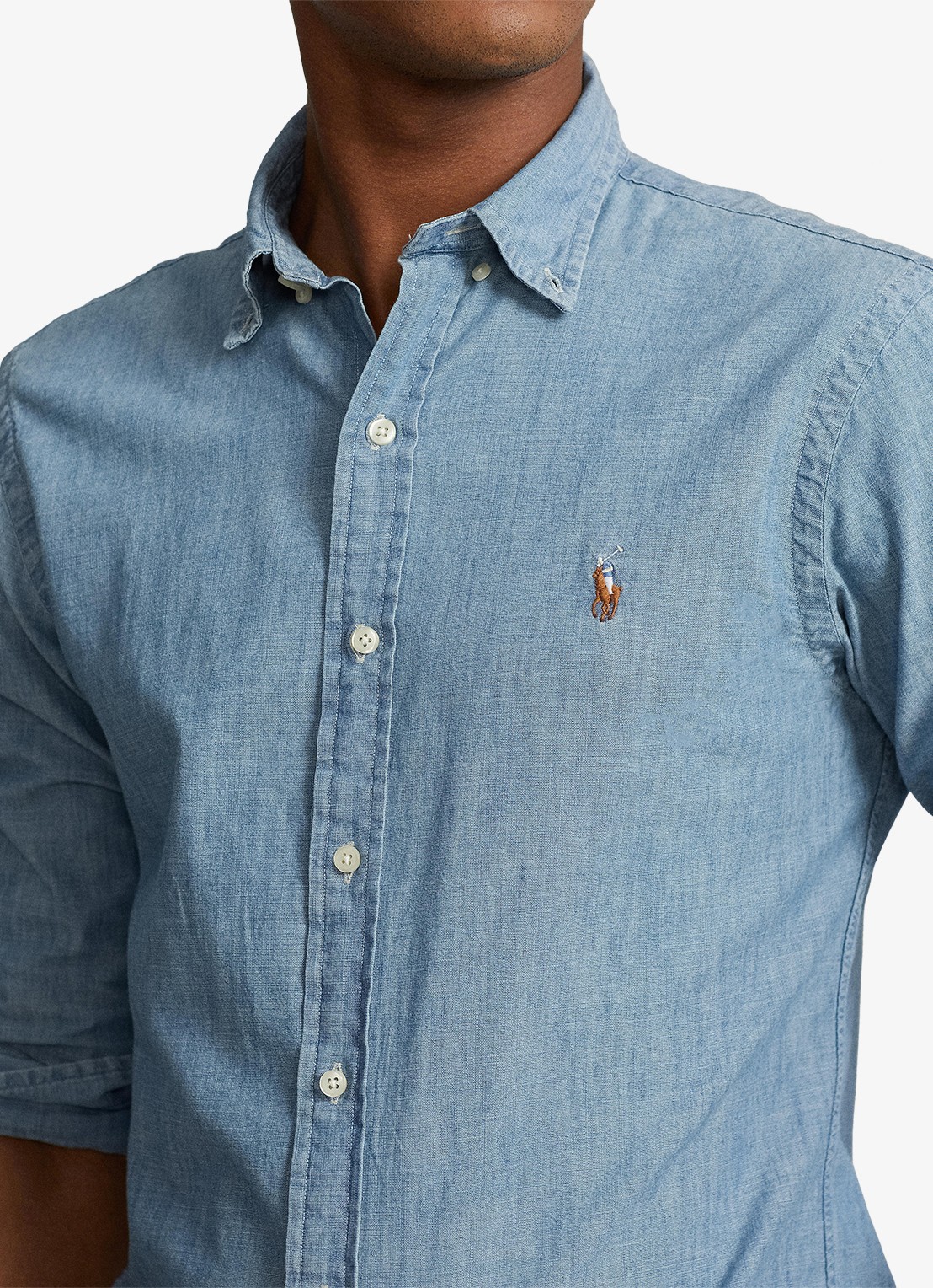 Ralph Lauren Regular fit overhemd met logo - detail 4 chambray / blauw