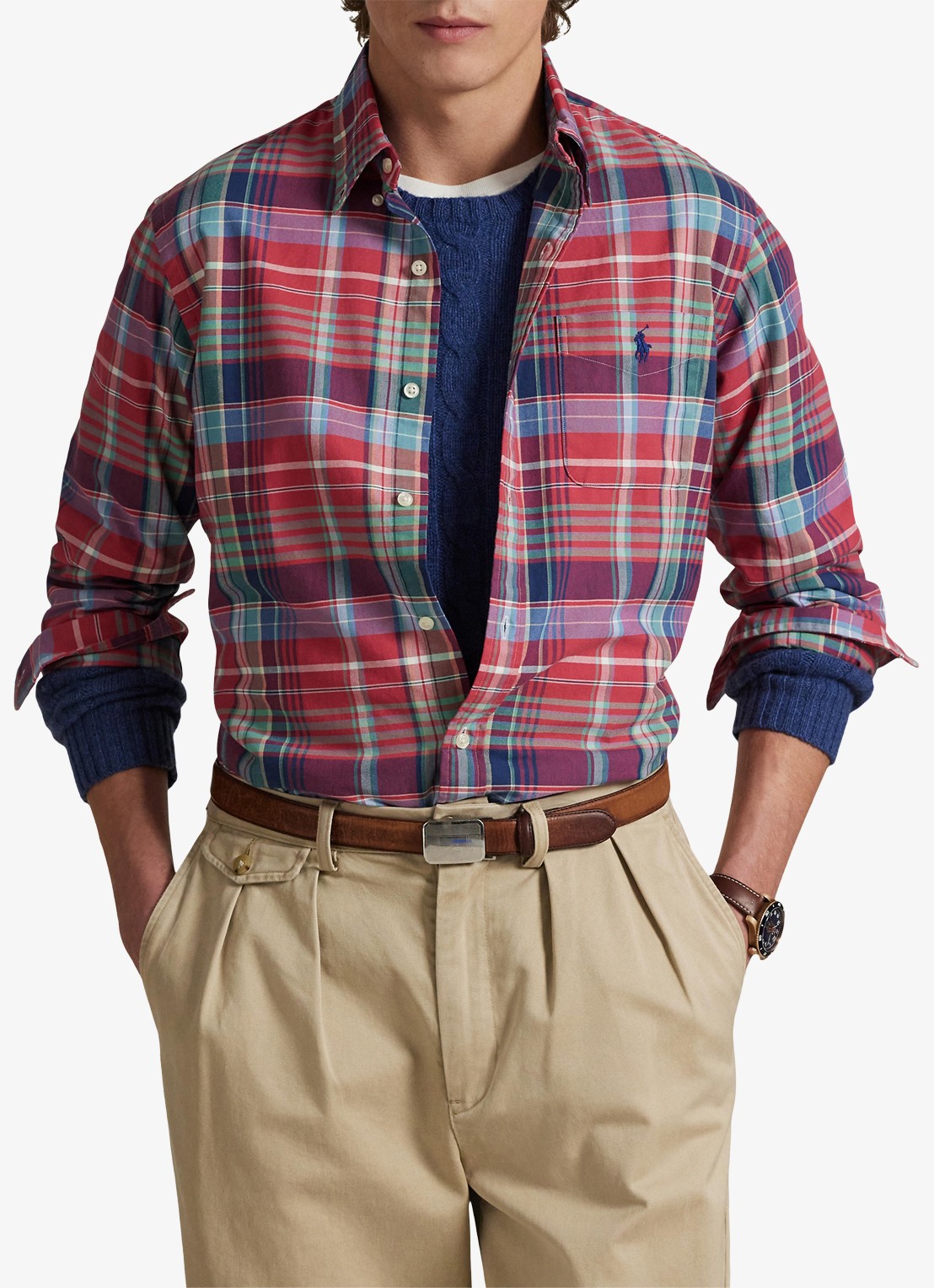 Ralph Lauren Regular fit overhemd met logoborduring - detail rood