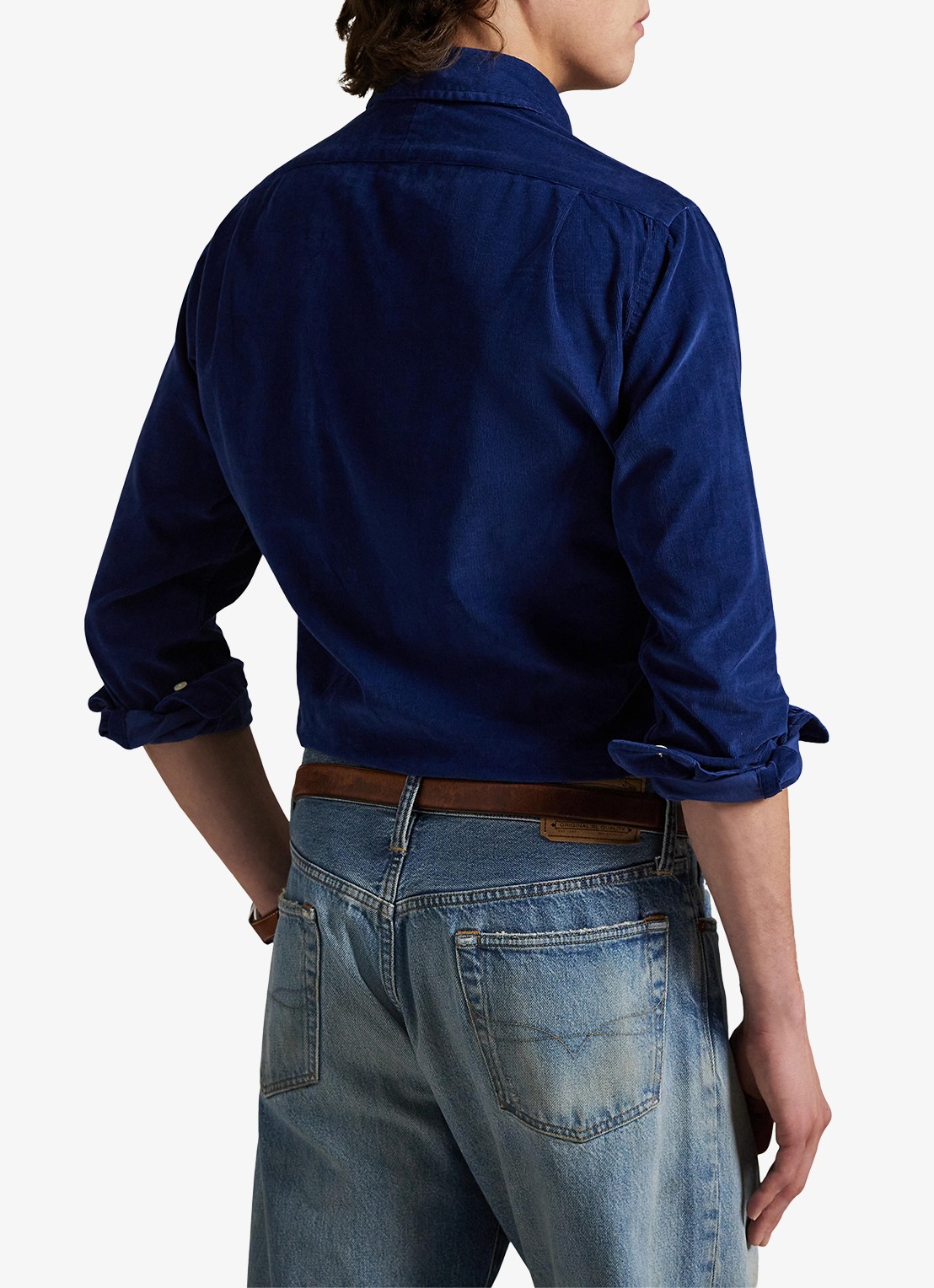 Ralph Lauren Regular fit overhemd met logoborduring - achterkant freshwater / donkerblauw
