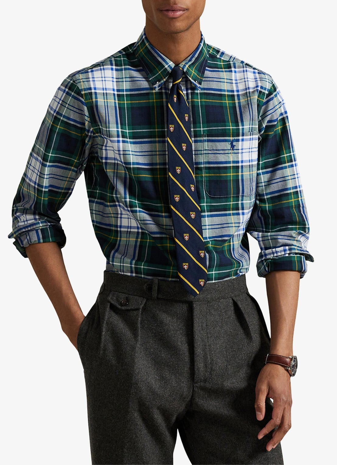 Ralph Lauren Regular fit overhemd met logoborduring - detail 3 groen